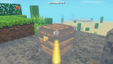 Gold sparks fly from the player into a chest: Stowed 54.